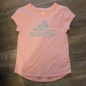 Adidas Kids Light Pink Tee with Silver Logo